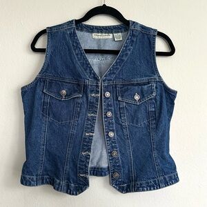 Great Lands brand Blue Denim Vest with Button Accents 100% Cotton